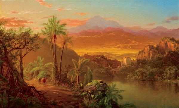 Appraisal: LOUIS REMY MIGNOT American - Travelers in a Tropical Landscape