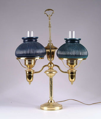 Appraisal: ELECTRIC DOUBLE STUDENT LAMP Nice brass student lamp has double