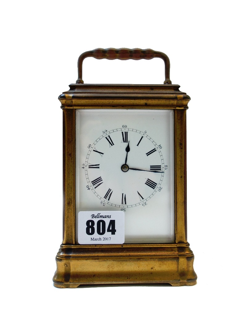 Appraisal: A French gilt brass cased carriage clock late th century