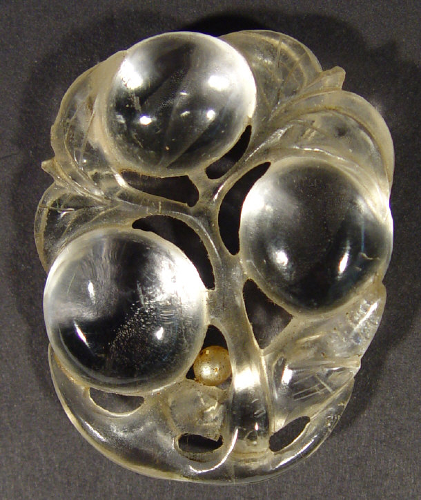 Appraisal: Chinese clear glass pendant decorated with boughs of fruit cm