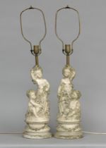 Appraisal: Pair of Vintage Putti Table Lamps th Century Pair of