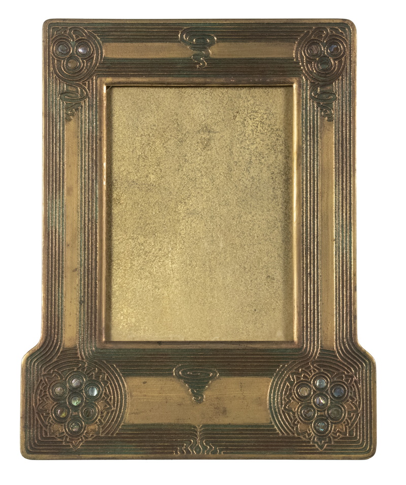 Appraisal: TIFFANY STUDIOS ABALONE PICTURE FRAME Circa Abalone Pattern Gilded Bronze