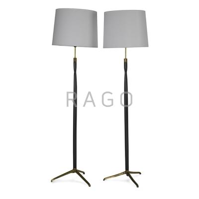 Appraisal: CARL AUBOCK Pair of floor lamps Austria s Stained and