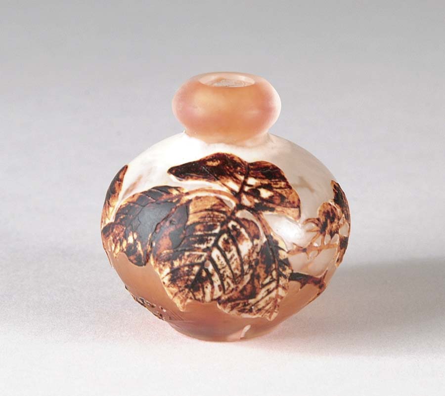 Appraisal: MULLER MINIATURE VASE Outstanding miniature Fluogravure vase has richly mottled