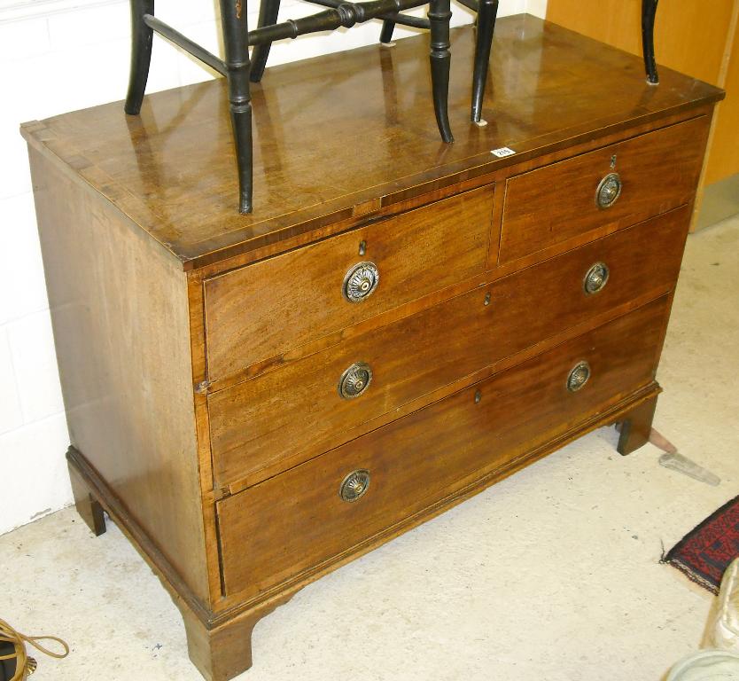 Appraisal: th century mahogany crossbanded and string inlaid chest of two