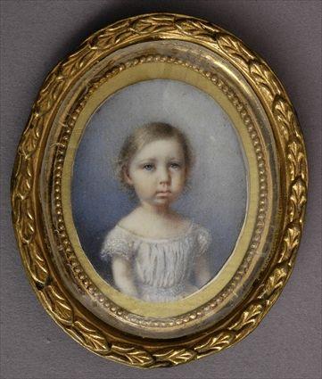 Appraisal: OVAL PORTRAIT MINIATURE OF A CHILD Watercolor on ivory contained