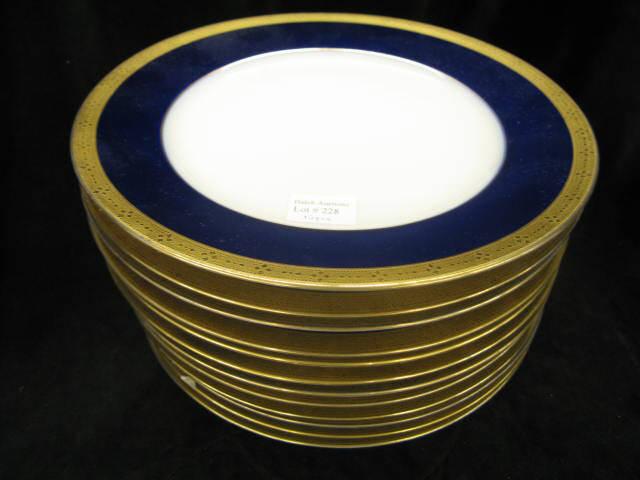 Appraisal: Limoges Porcelain Dinner Plates cobalt gold band