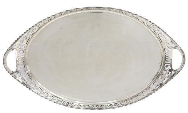 Appraisal: Dutch silver tray c with beaded rim pierced scrolling foliate