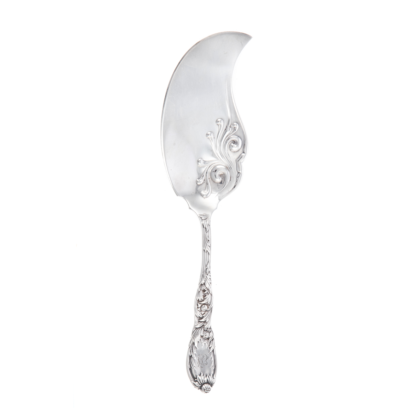 Appraisal: TIFFANY CO STERLING CHRYSANTHEMUM FISH SERVER Monogrammed in L ozt