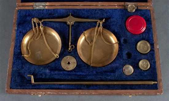 Appraisal: Brass jeweler's scale in fitted wood case with weights lacking