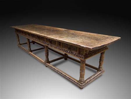 Appraisal: A GOOD SPANISH WALNUT REFECTORY TABLE TH CENTURY the rectangular