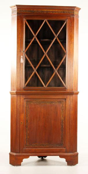 Appraisal: - Chippendale Style Corner Cupboard Chippendale style corner cupboard mahogany