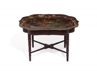 Appraisal: A VICTORIAN LACQUERED TRAY ON STAND A VICTORIAN LACQUERED TRAY