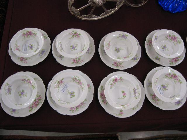 Appraisal: Limoges Porcelain Ramekins fine florals with underplates excellent