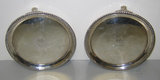 Appraisal: THOMAS WALLIS JONATHAN HAYNE LONDON Pair of silver waiters gadrooned