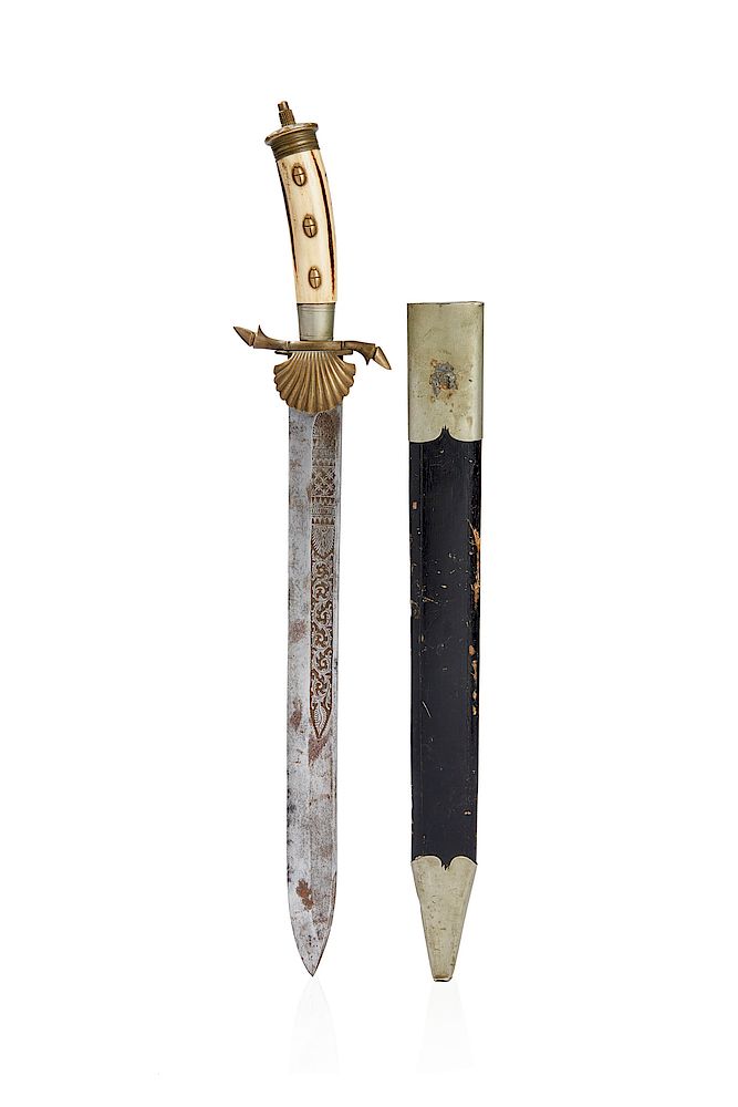 Appraisal: Indonesian Hunting Sword A hunting sword of European style but