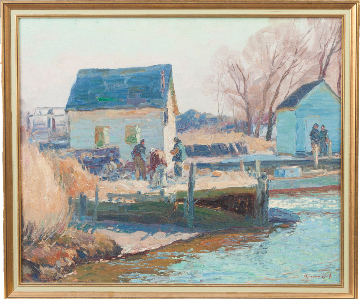 Appraisal: George Renouard American - Dock scene Sgn Lower right Renouard