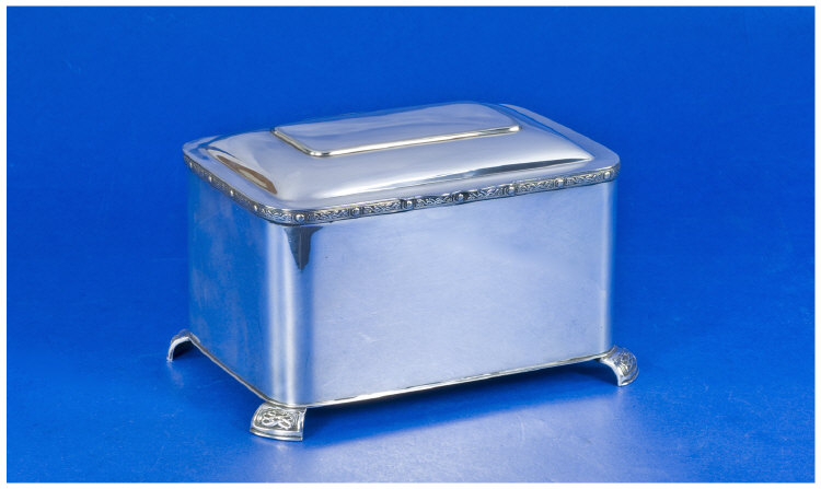 Appraisal: Edwardian Silver Plated Biscuit Tin Box Of Rectangular Form With