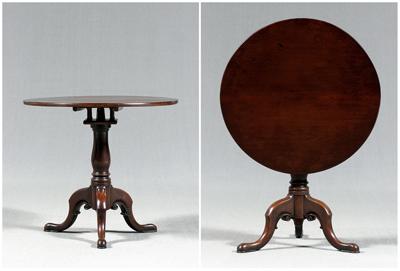 Appraisal: Chippendale carved tilt-top tea table mahogany with oak birdcage and