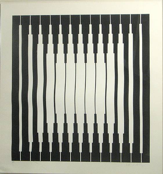 Appraisal: Victor Vasarely Hungarian - Untitled Black and White Composition Silkscreen