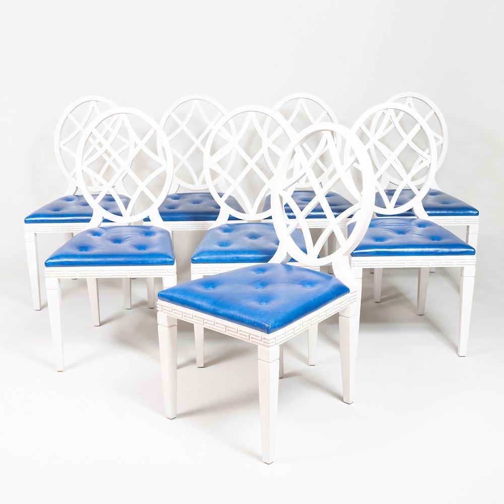 Appraisal: Set of Eight Ballard Design White Painted Side Chairs Designed