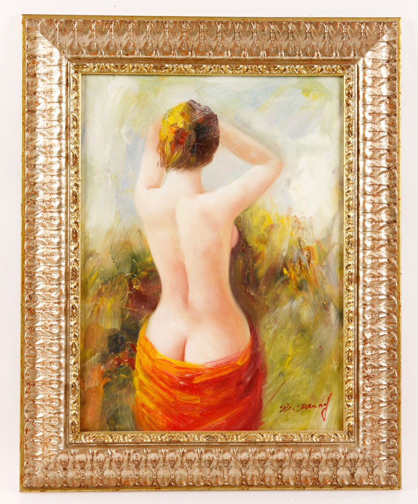 Appraisal: - Semi-Nude Woman O C Semi-nude woman in landscape oil