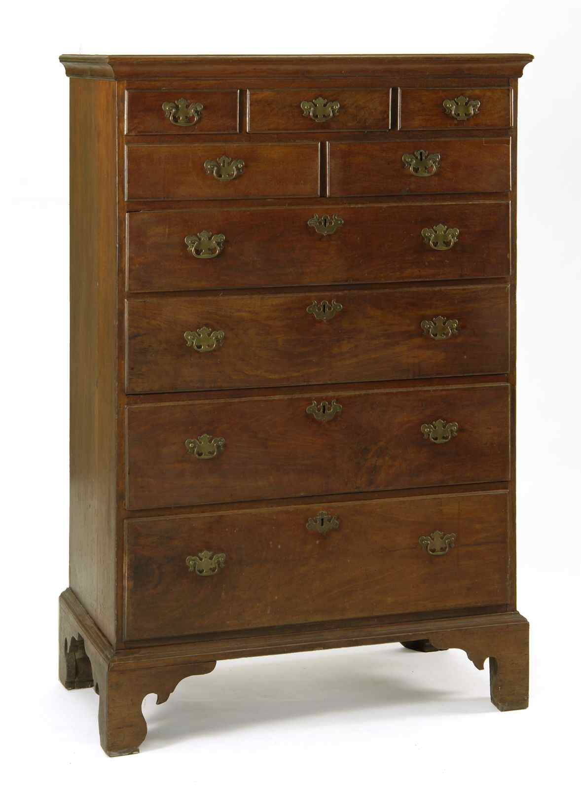 Appraisal: ANTIQUE AMERICAN CHIPPENDALE TALL CHESTPennsylvania Circa In walnut Three narrow