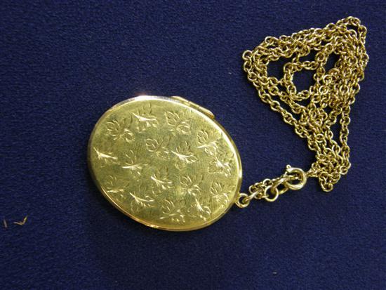 Appraisal: ct gold oval locket on yellow metal necklace