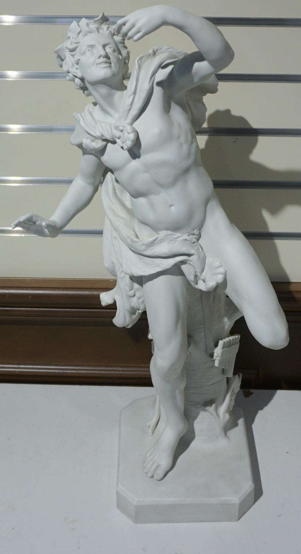 Appraisal: CONTINENTAL BISQUE FIGURINE OF HERCULES H IN CM Continental Bisque