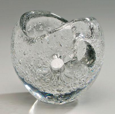 Appraisal: Timo Sarpaneva vase Finnish - Devil's Pearl spherical clear glass