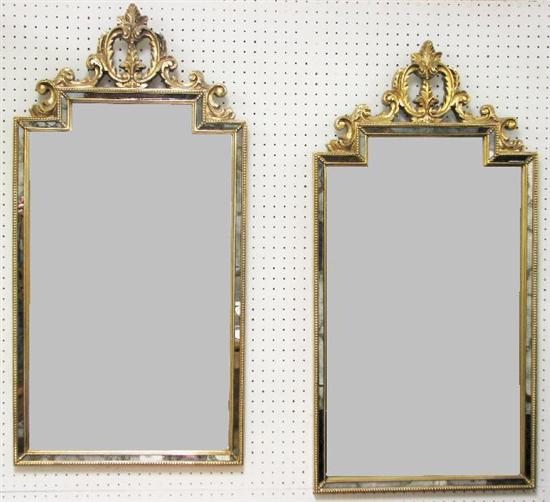 Appraisal: Pair of wall mirrors th C pierced gilt crests narrow