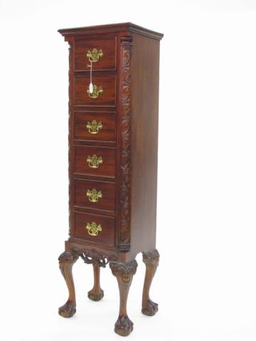 Appraisal: A period style mahogany lingerie chest with Chippendale style ball