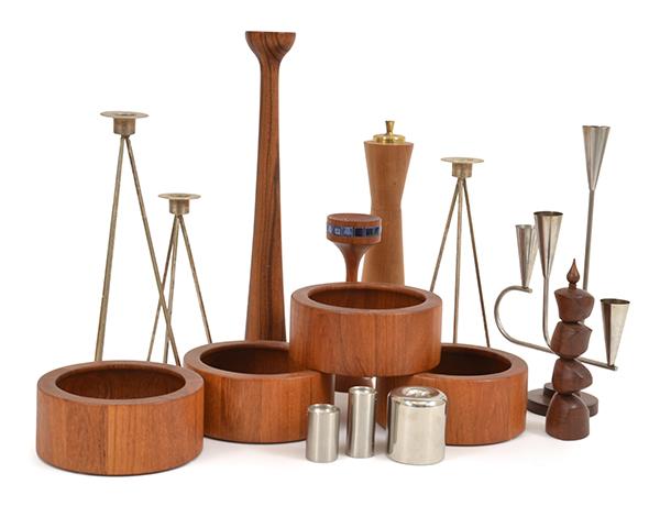 Appraisal: COLLECTION OF MID-CENTURY TABLEWARE including a Danish Lundtoff stem candelabra