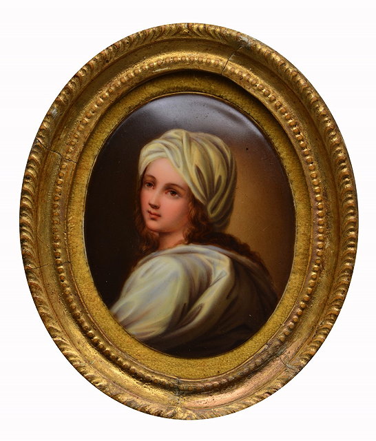 Appraisal: AFTER GUIDO RENIBeatrice Cenci miniature on oval porcelain plaque x