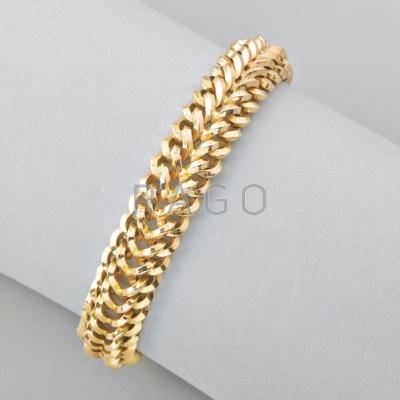 Appraisal: FLEXIBLE K YELLOW GOLD BRACELET Double curb solid links mid