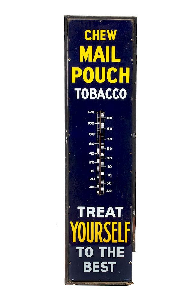 Appraisal: ' Porcelain Mail Pouch Tobacco Thermometer Measures tall wide Good