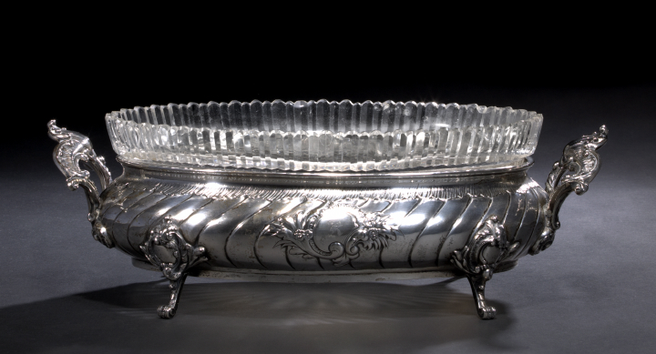 Appraisal: Continental Sterling Silver and Glass Center Bowl - probably German