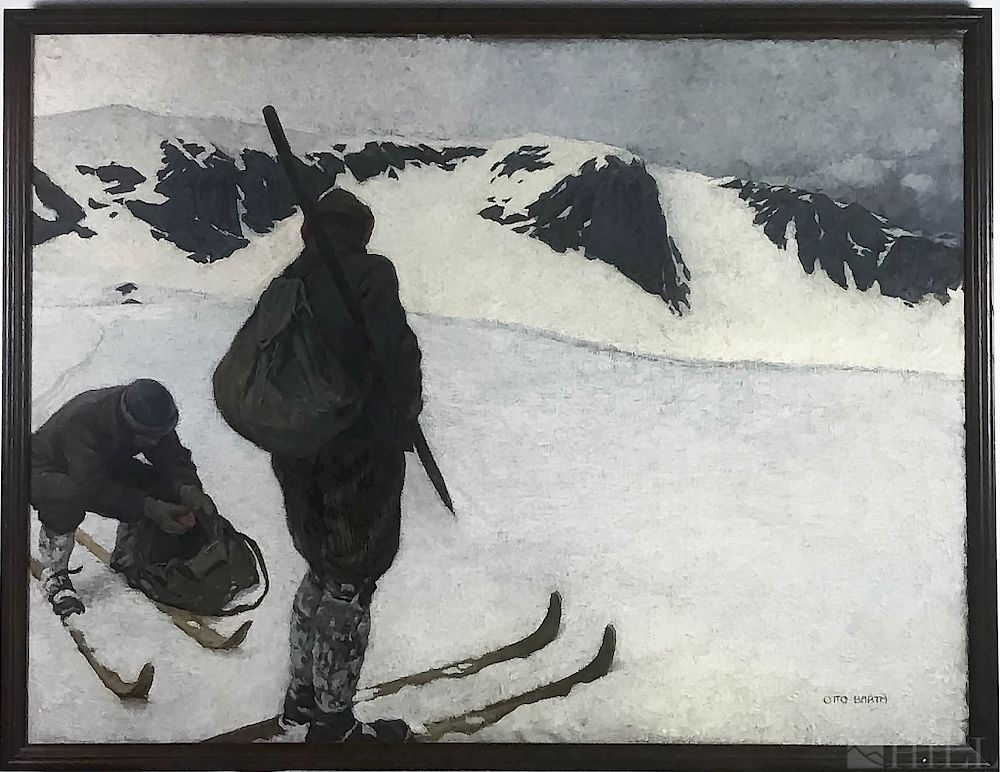 Appraisal: Otto Barth - Winter Snow Skiers Painting Otto Barth attributed