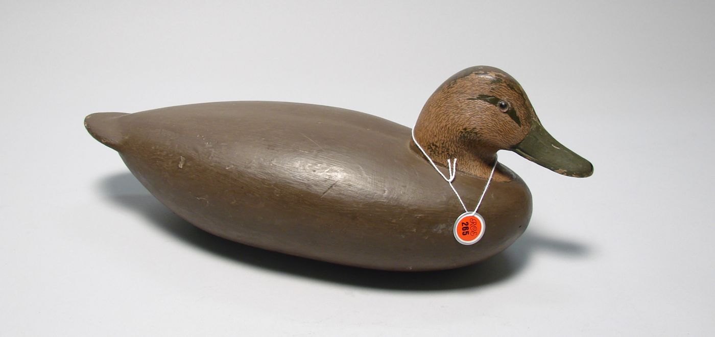 Appraisal: BLACK DUCK DECOY By Tom Marshall Hollow-carved Old in-use repaint