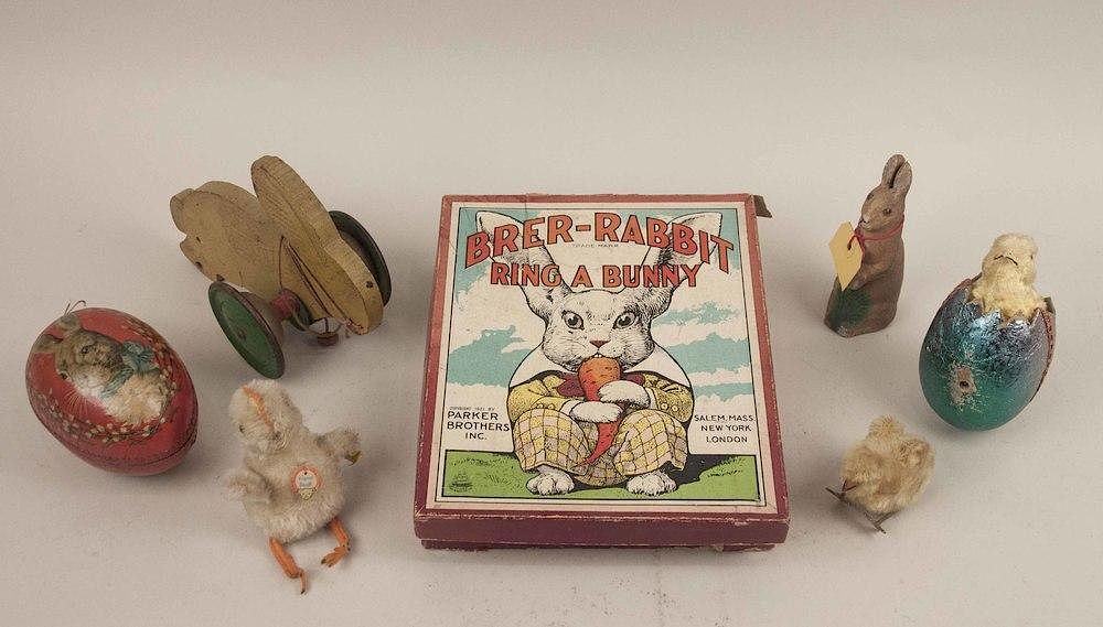 Appraisal: Assorted Vintage Rabbit Toys and Stiff Duckling Assorted vintage rabbit