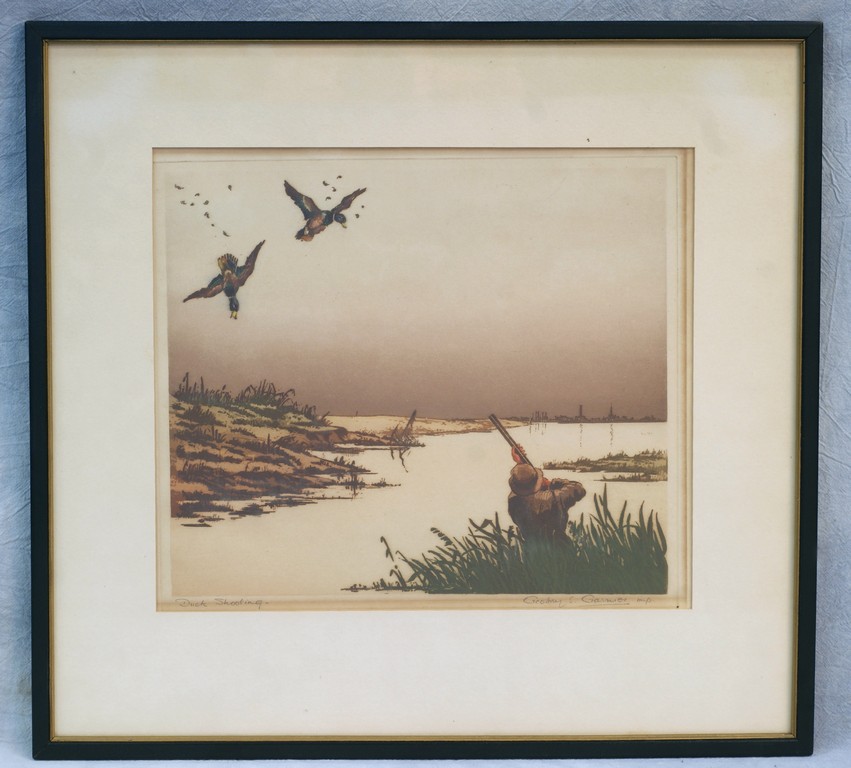 Appraisal: Geoffrey Sneyd Garnier English - aquatint etching Duck Shooting pencil