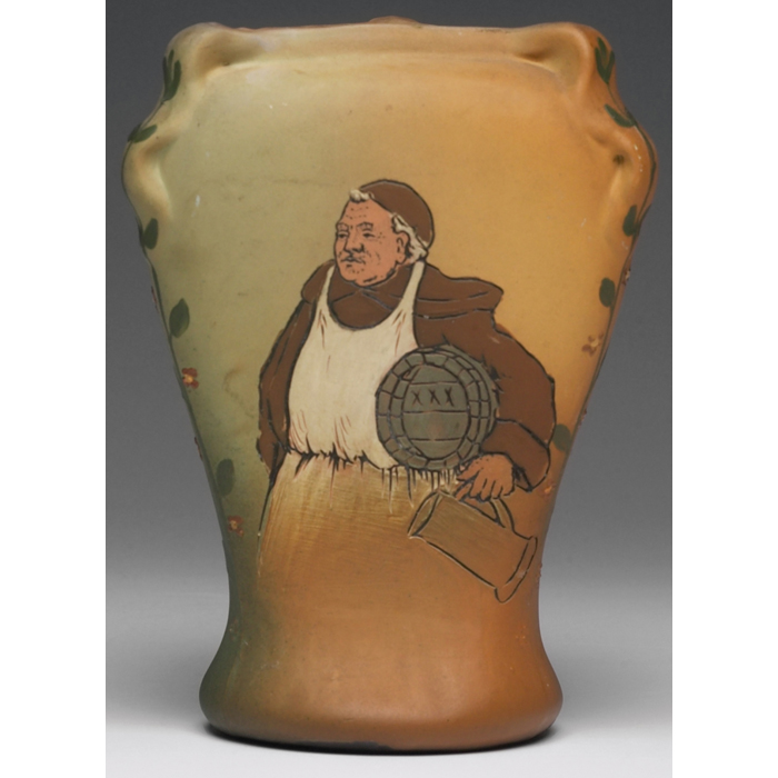 Appraisal: Weller Dickensware vase triangular form with a portrait of a