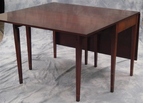 Appraisal: Kittinger inlaid mahogany Hepplewhite style part banquet table patarae string