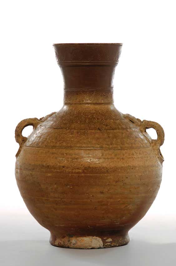 Appraisal: HAN PROTO-WARE VASE Chinese Han Dynasty proto-ware vase with round