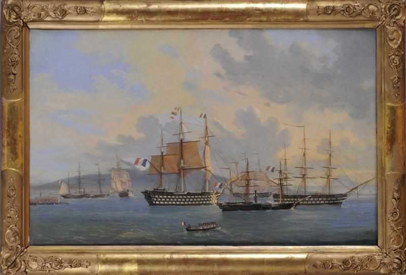 Appraisal: ATTRIBUTED TO TOMMASO DE SIMONE SHIPS AT ANCHOR Oil on