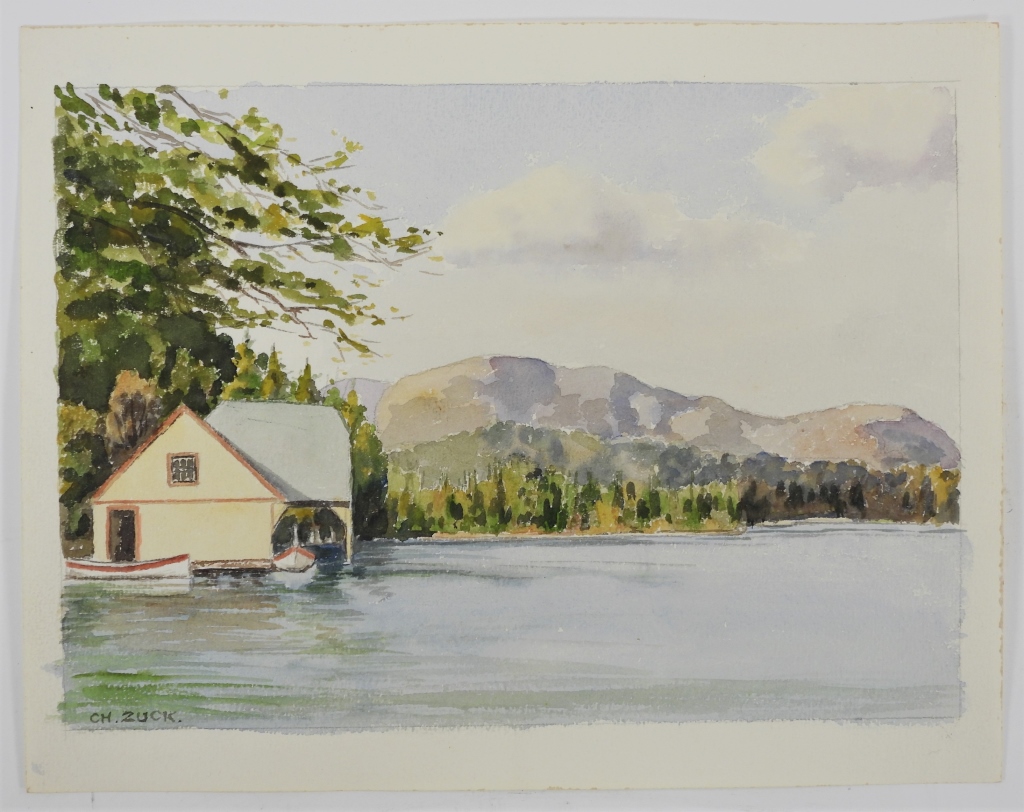 Appraisal: CHARLES ZUCK LAKE LANDSCAPE WC PAINTING United States Germany -