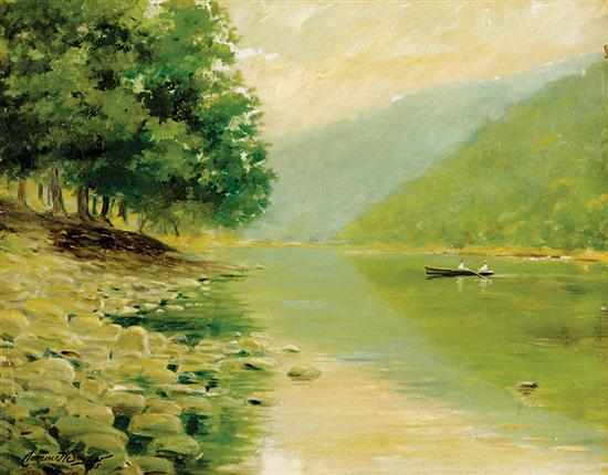 Appraisal: Clarence W Snyder Pennsylvania - RIVER SCENE WITH FIGURES IN