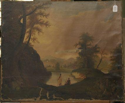 Appraisal: Landscape with Figures Oil on Canvas