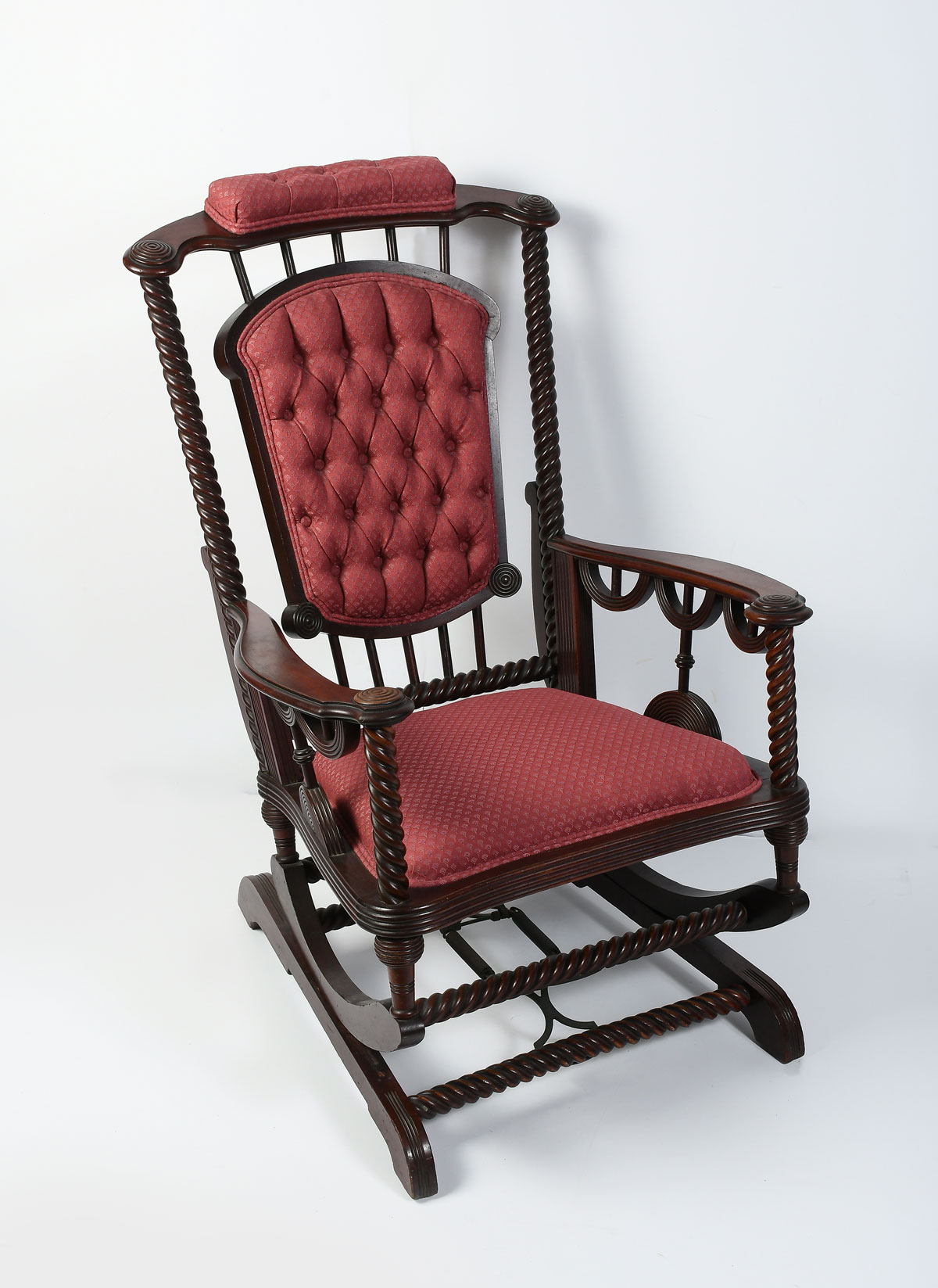 Appraisal: VICTORIAN BUTTON TUFTED ROCKING CHAIR In the manner of Hunzinger