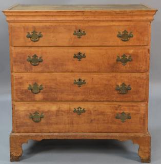 Appraisal: Chippendale cherry four drawer chest set on cut out bracket